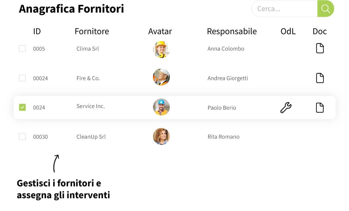 gestione fornitori