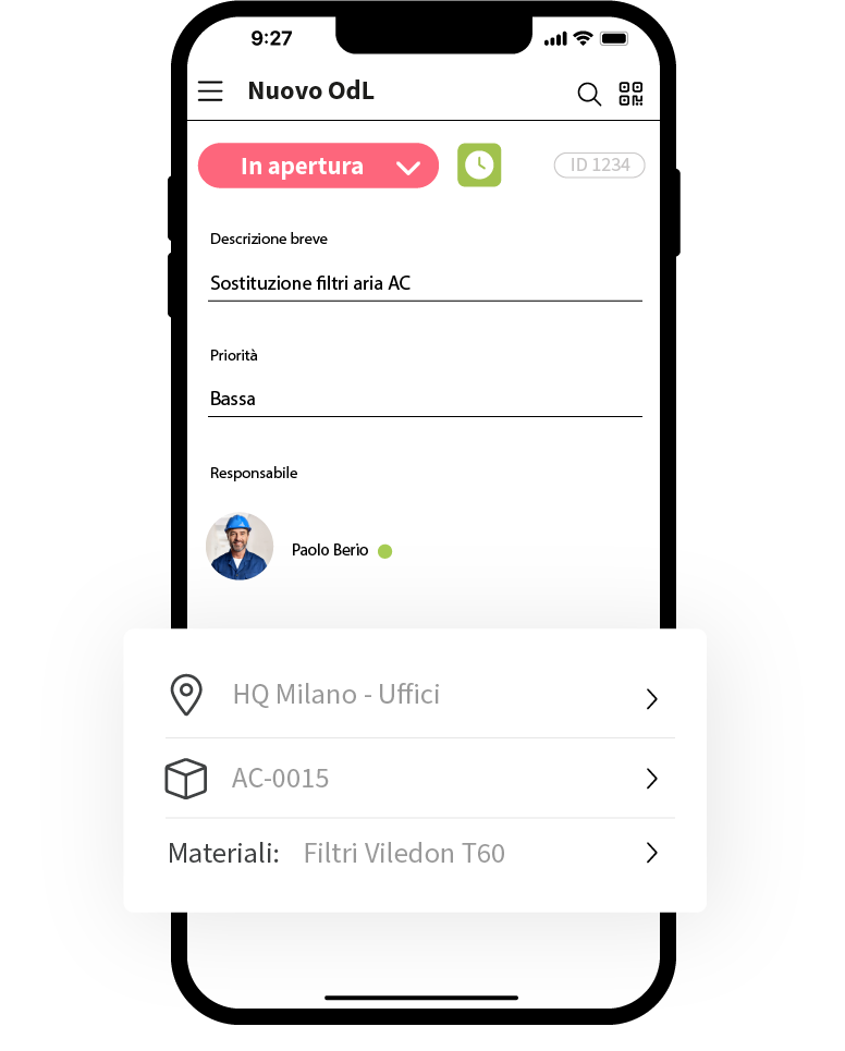 ordine di lavoro app mobile